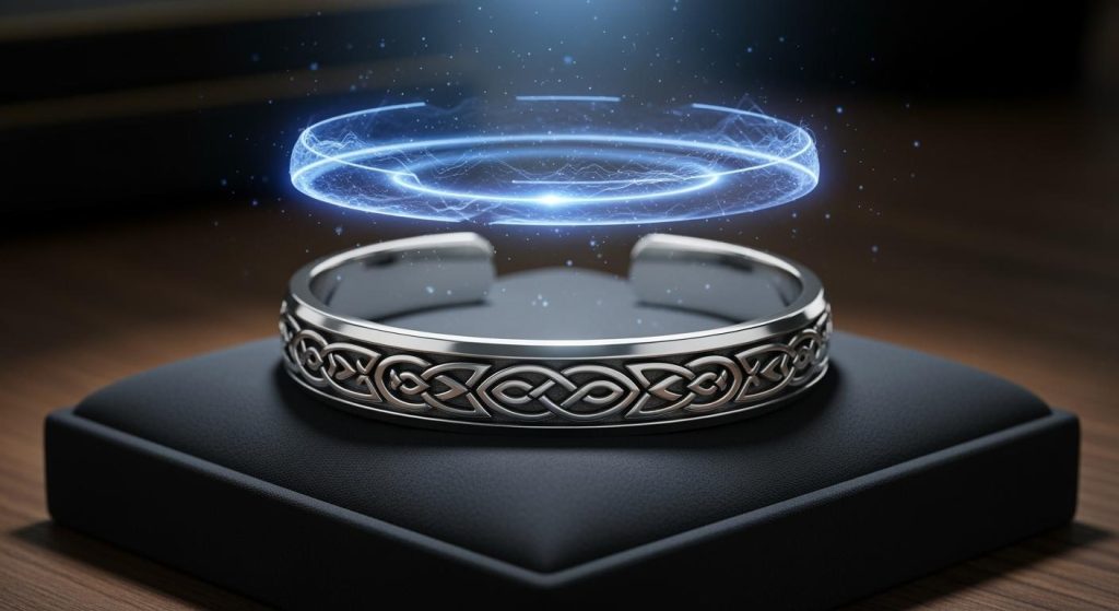 Arte conceitual de um bracelete de prata